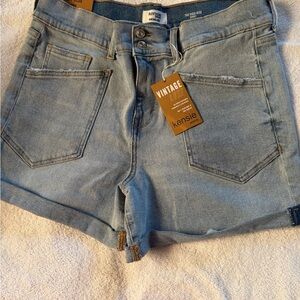 kensie Faded Light Blue High-Rise Denim Shorts size 10, newer tags